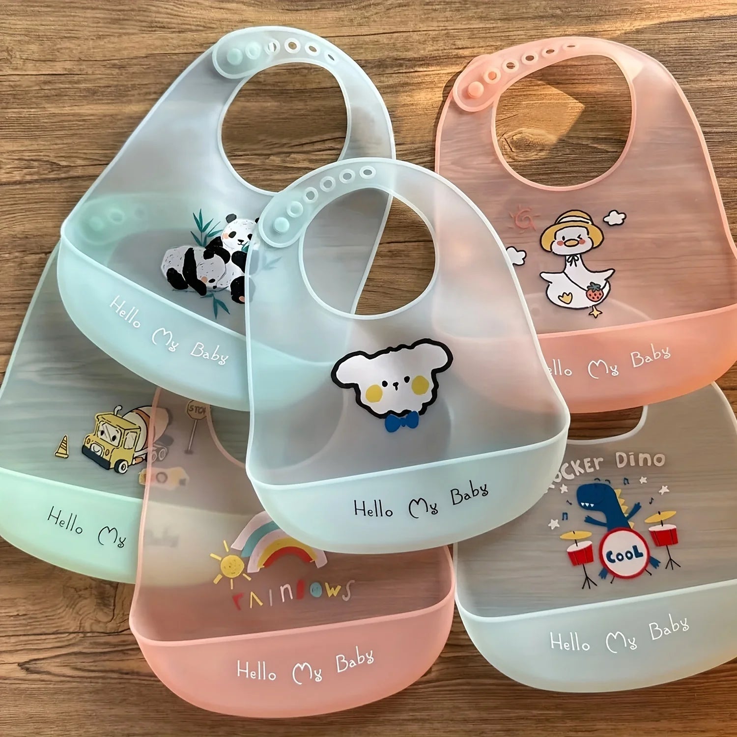 Cartoon Animal Silicone Baby Bibs — Waterproof & Adjustable