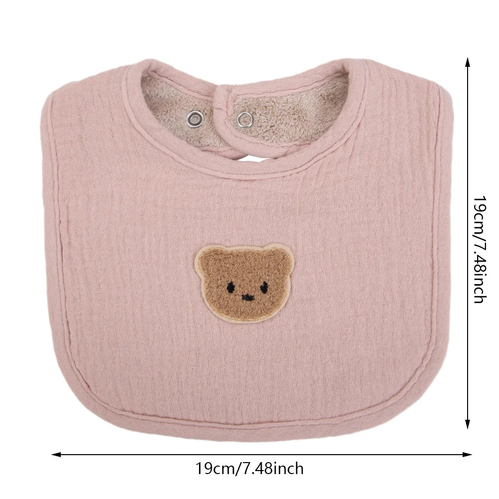 Cute Bear Muslin Cotton Baby Bandana Bib