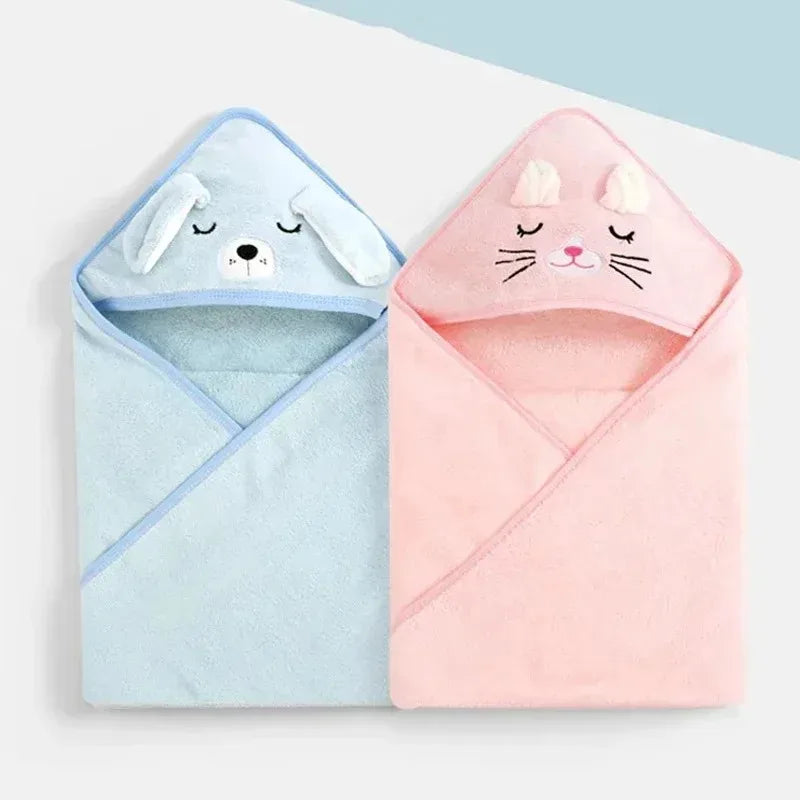 Baby Hooded Bath Towel — Soft Cartoon Wrap for Newborns