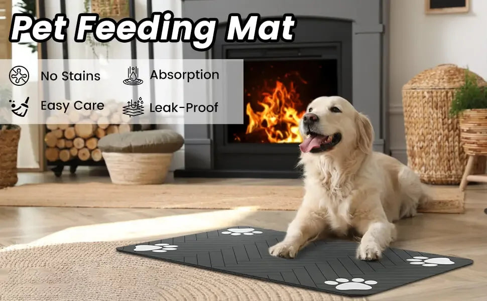 Absorbent Pet Feeding Mat — Non-Slip Waterproof Placemat for Dogs & Cats